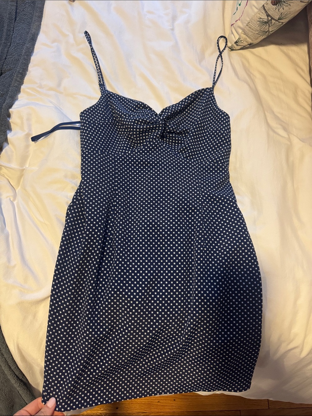 superdown Navy and White Polka Dot Mini Dress